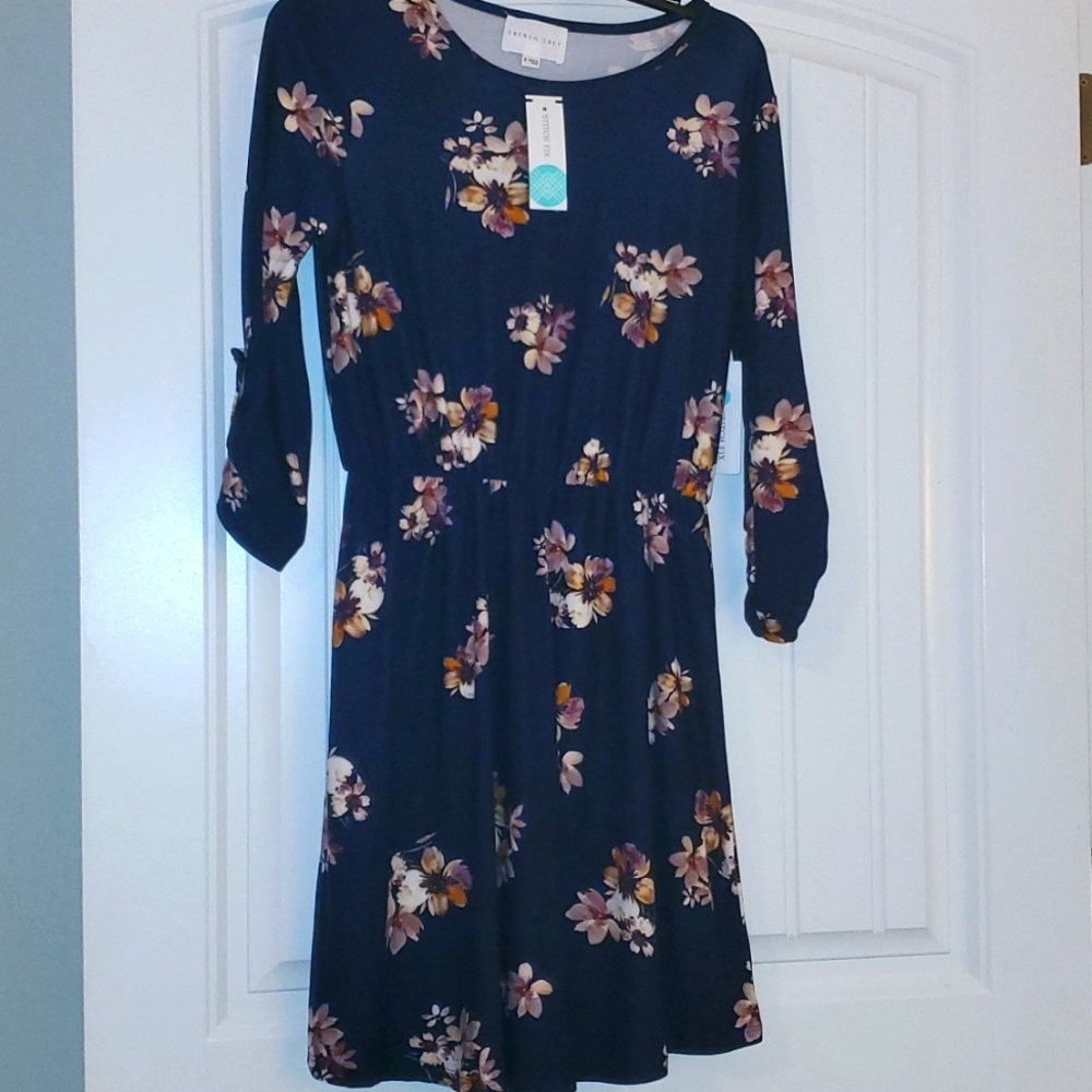 NWT French Grey blue floral dress
